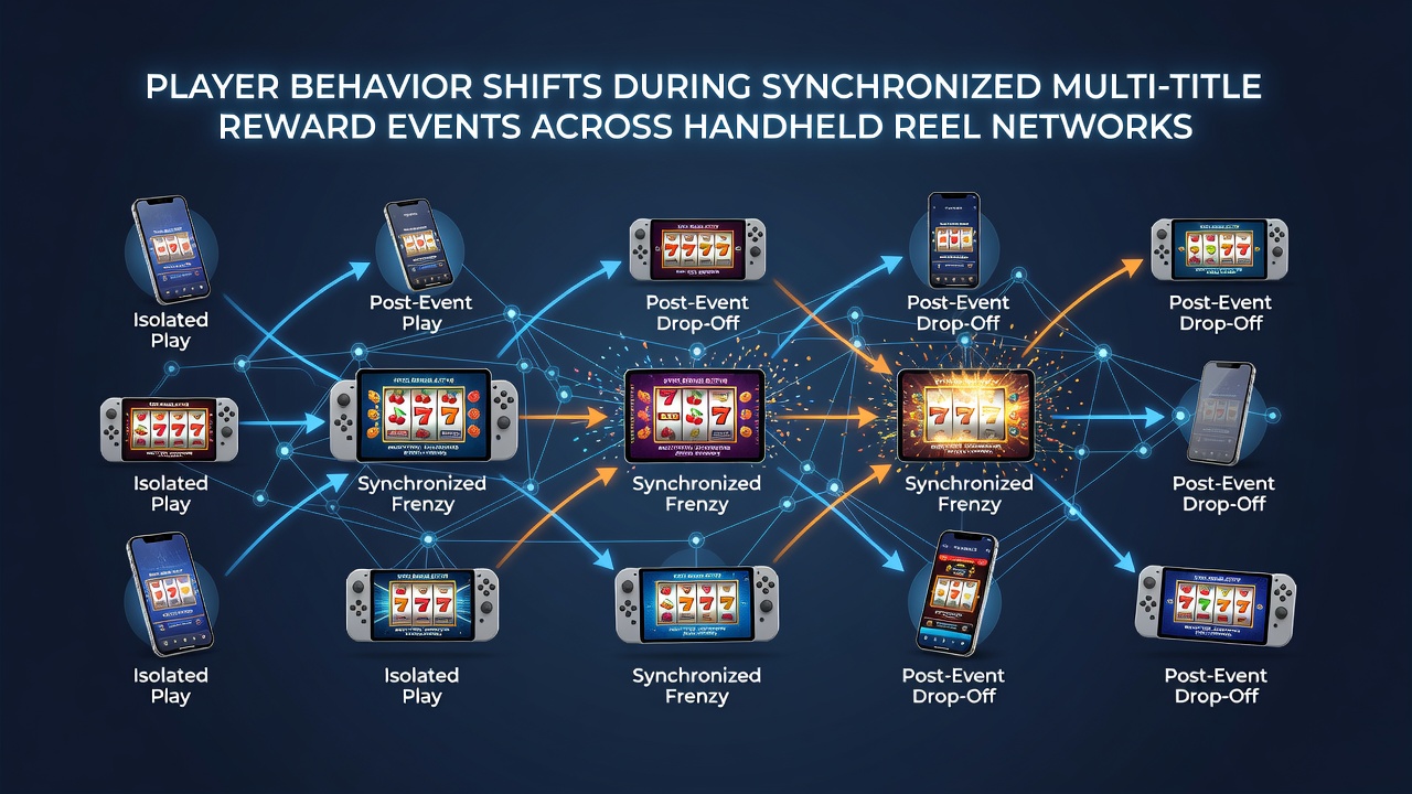 Players engaging with multiple slot titles on handheld devices during synchronized reward events