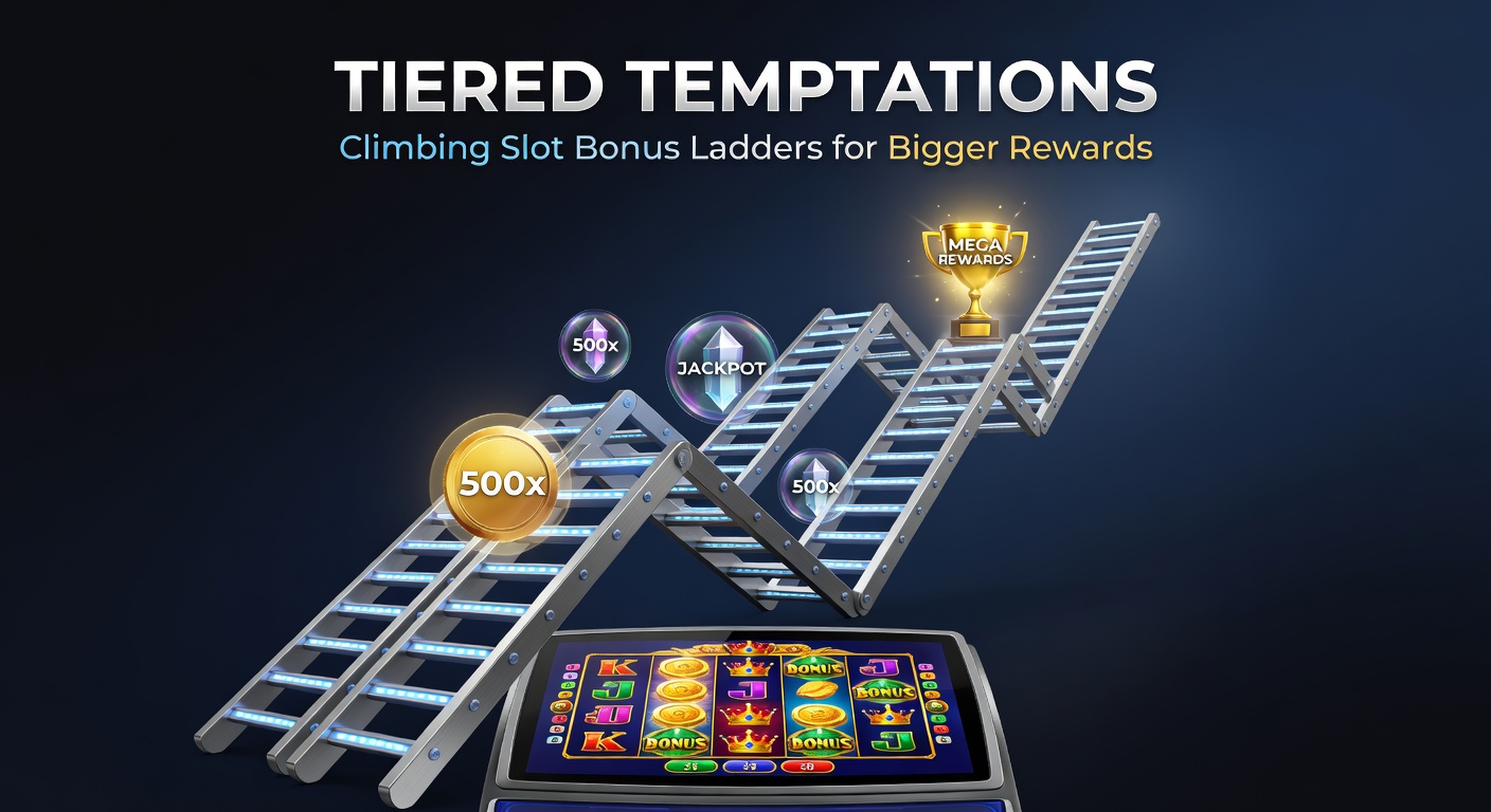 Vibrant slot machine screen displaying a glowing bonus ladder with tiers lighting up progressively toward a jackpot at the top
