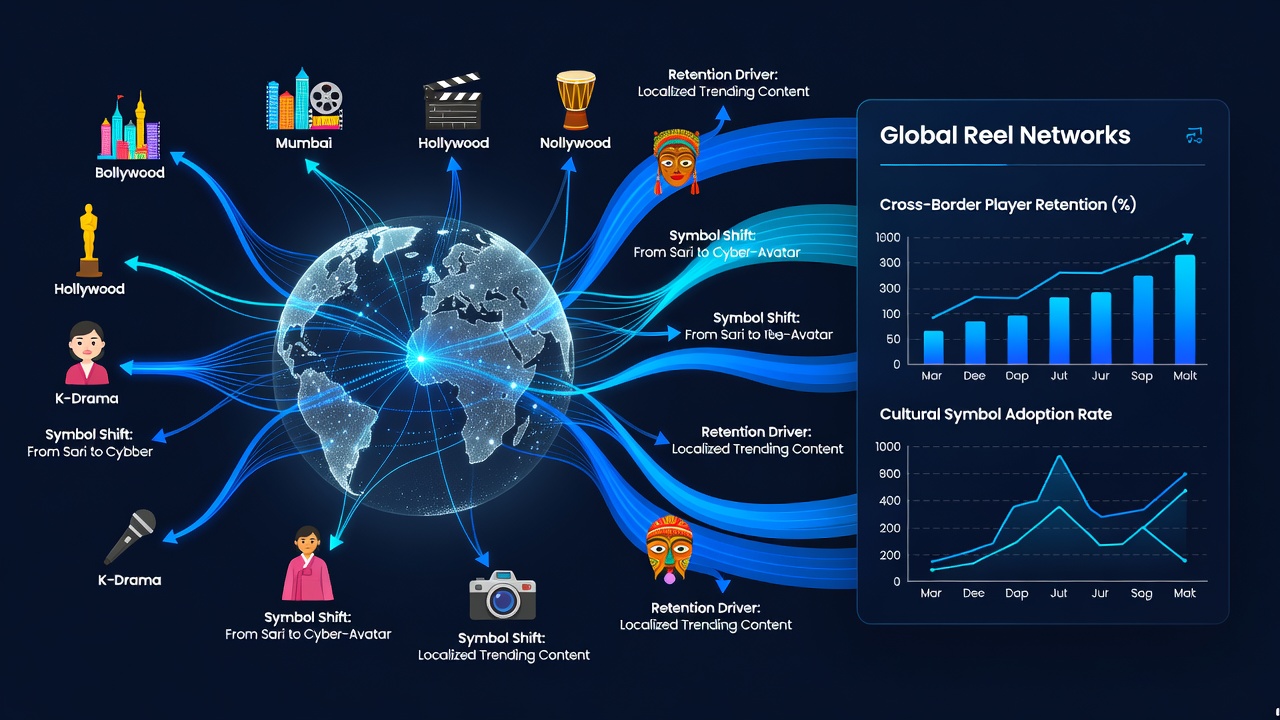 Data visualization of player retention metrics linked to cultural symbol changes in reel networks