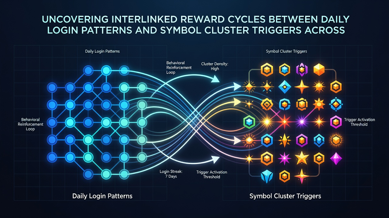 Data visualization of reward cycle patterns linking login streaks to symbol cluster triggers in reel-based gaming networks